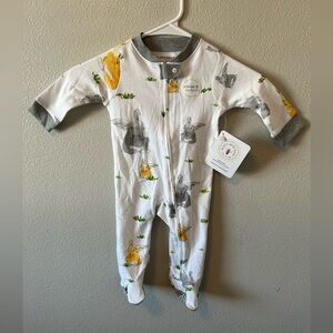 Burts Bees Baby Easter Organic Cotton Bunny Trail Footed Sleeper NWT Pajamas